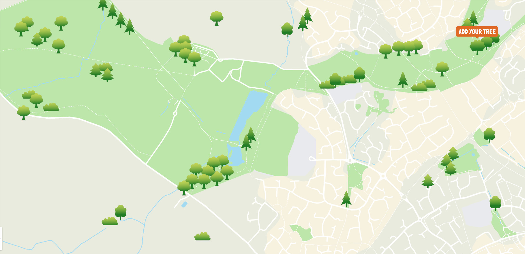 The TreeTrekk map, a place for people to record trees when they trek out.